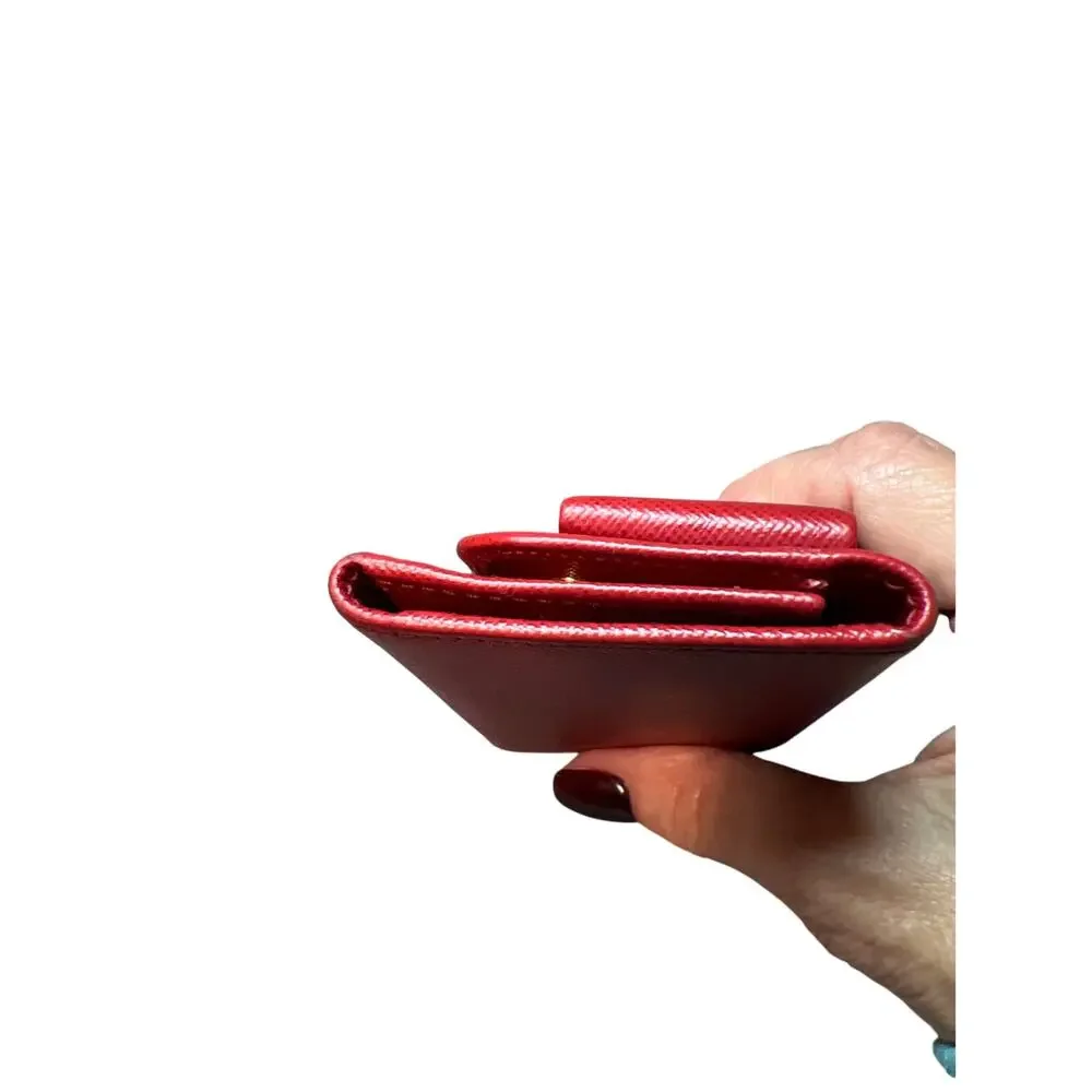 Prada Saffiano Red Leather Ribbon 6 Key Holder Wallet Case w/ Logo – Italy